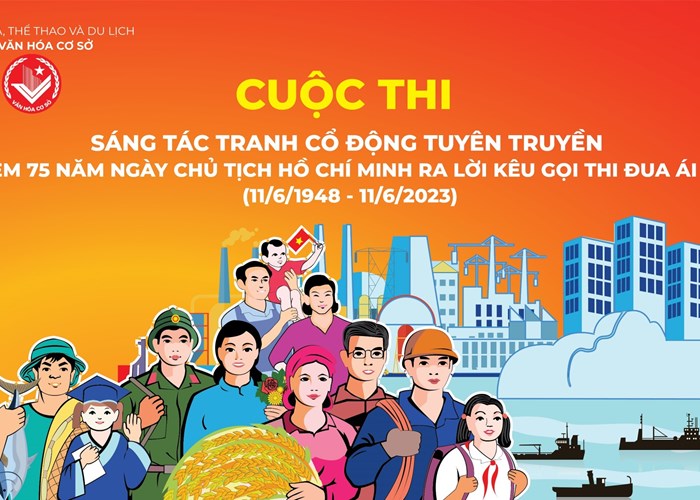Sáng tác tranh cổ động tuyên truyền 75 năm Ngày Chủ tịch Hồ Chí Minh ra Lời kêu gọi thi đua ái quốc - Anh 1