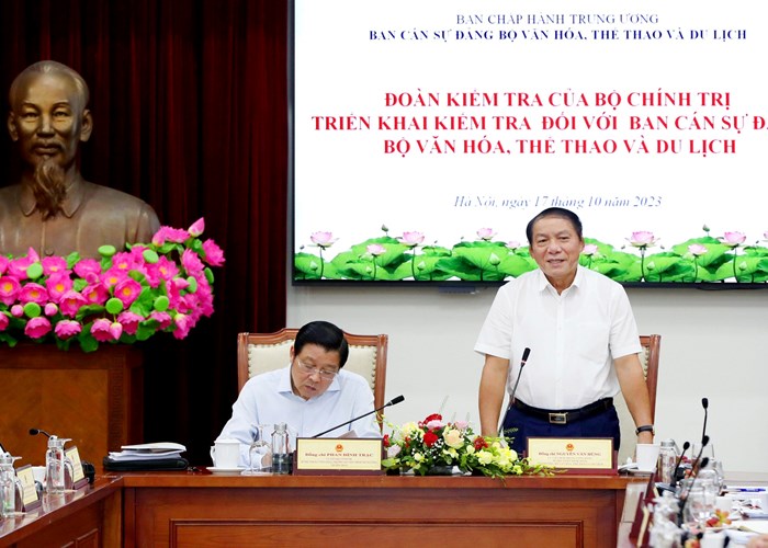 Đoàn kiểm tra của Bộ Chính trị: Ghi nhận những cố gắng, nỗ lực của Ban cán sự Đảng Bộ VHTTDL - Anh 3