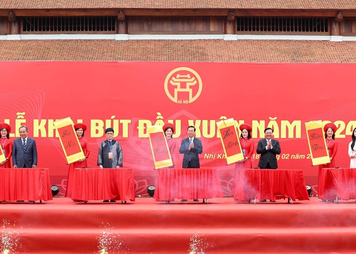 Chủ tịch nước Võ Văn Thưởng dự khai bút đầu Xuân tại Hà Nội - Anh 5