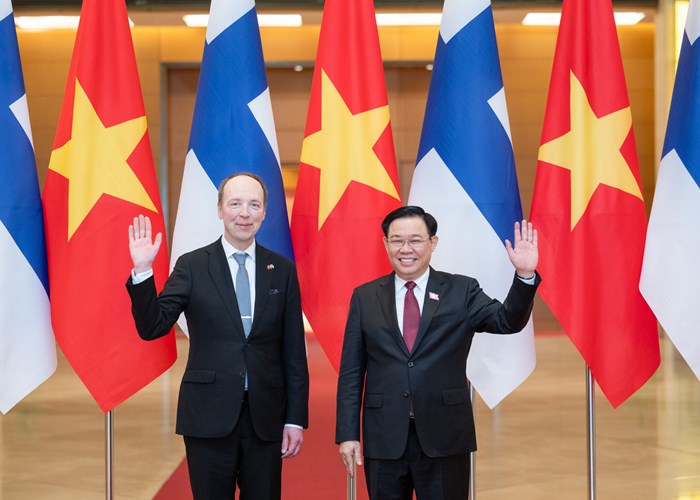 Chủ tịch Quốc hội Vương Đình Huệ đón và hội đàm với Chủ tịch Quốc hội Phần Lan Jussi Halla-aho - Anh 1
