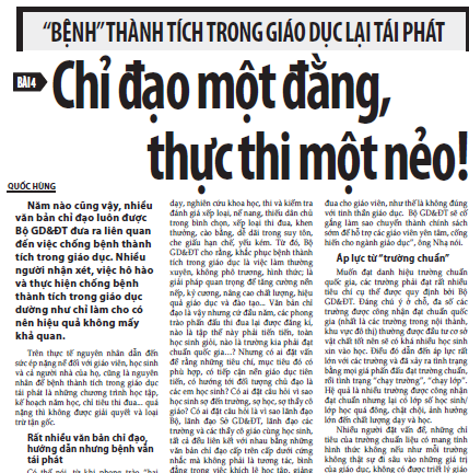 “Bệnh” thành tích trong giáo dục lại tái phát (Bài cuối): “Bắt bệnh” được rồi, “chữa chạy” được không? - Anh 1