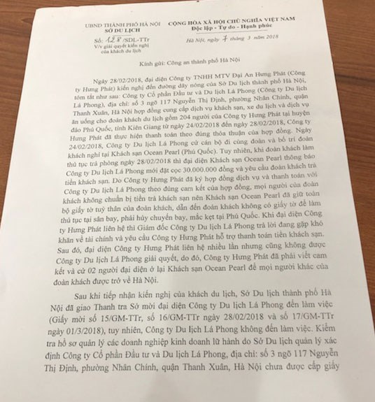 VIẾT TIẾP VỤ HÀNG TRĂM DU KHÁCH BỊ “NHỐT”, CÔNG TY LÁ PHONG “MẤT TÍCH”: Vì sao có thể đổi trắng thay đen như thế được? - Anh 1