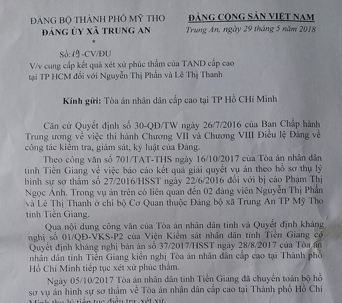 Tiền Giang:  Bị án phạt tù vẫn chưa khai trừ ra khỏi Đảng - Anh 1