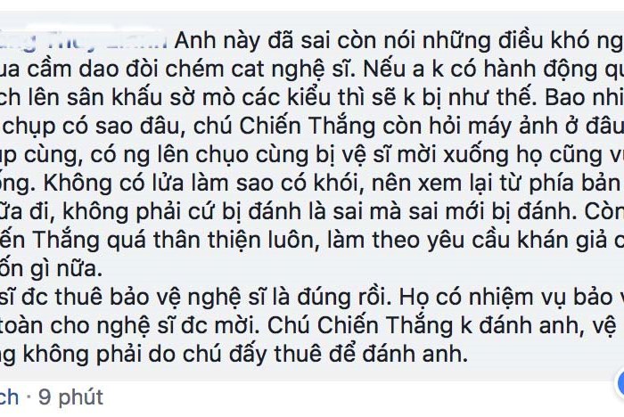 Thực hư chuyện danh hài Chiến Thắng cho vệ sĩ đánh fan hâm mộ chảy máu - Anh 2