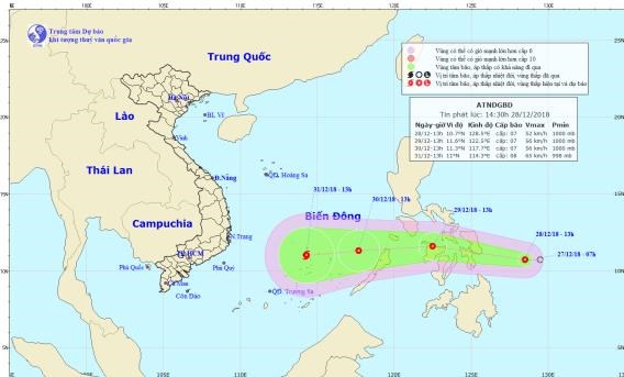 Dự báo thời tiết: Chiều 29.12 áp thấp nhiệt đới vào Biển Đông, cường độ và hướng đi phức tạp - Anh 1