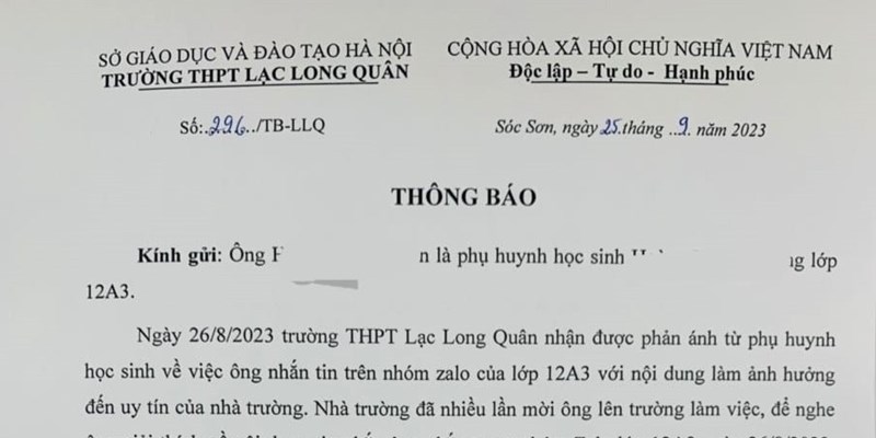 Vụ việc học sinh bị 