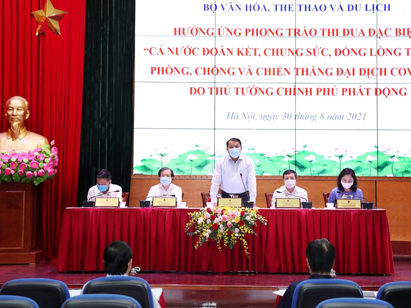 Bộ VHTTDL: Hưởng ứng phong trào thi đua đặc biệt “Cả nước đoàn kết, chung sức, đồng lòng thi đua, phòng, chống và chiến thắng đại dịch Covid-19” - Anh 1