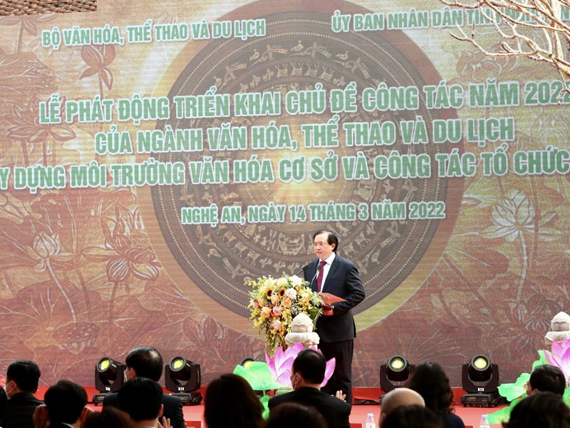 Lễ phát động triển khai chủ đề công tác năm 2022 của Ngành VHTTDL: Hoàn thiện nhân cách con người trong văn hóa và bằng văn hóa - Anh 4