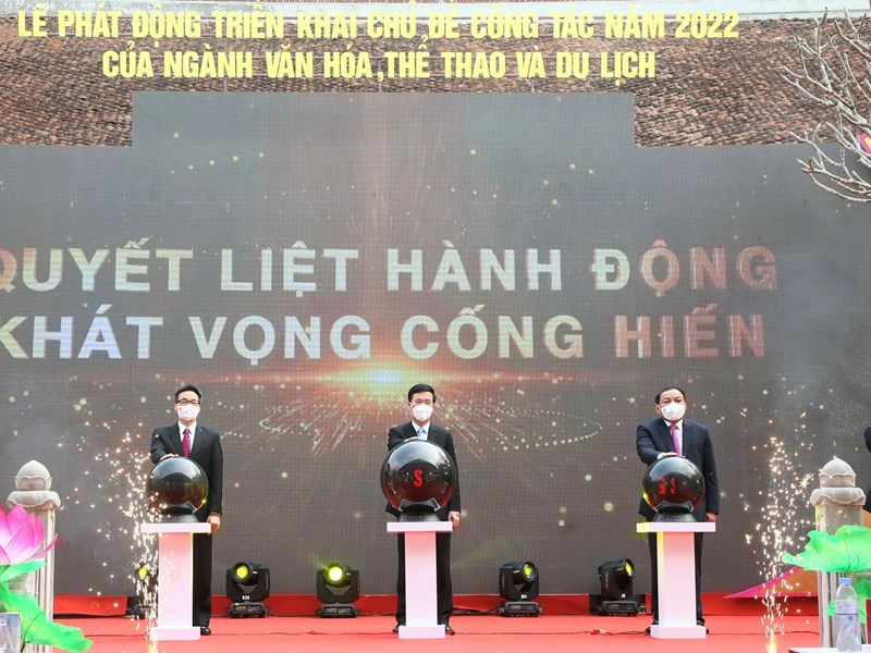 Lễ phát động triển khai chủ đề công tác năm 2022 của Ngành VHTTDL: Hoàn thiện nhân cách con người trong văn hóa và bằng văn hóa - Anh 5